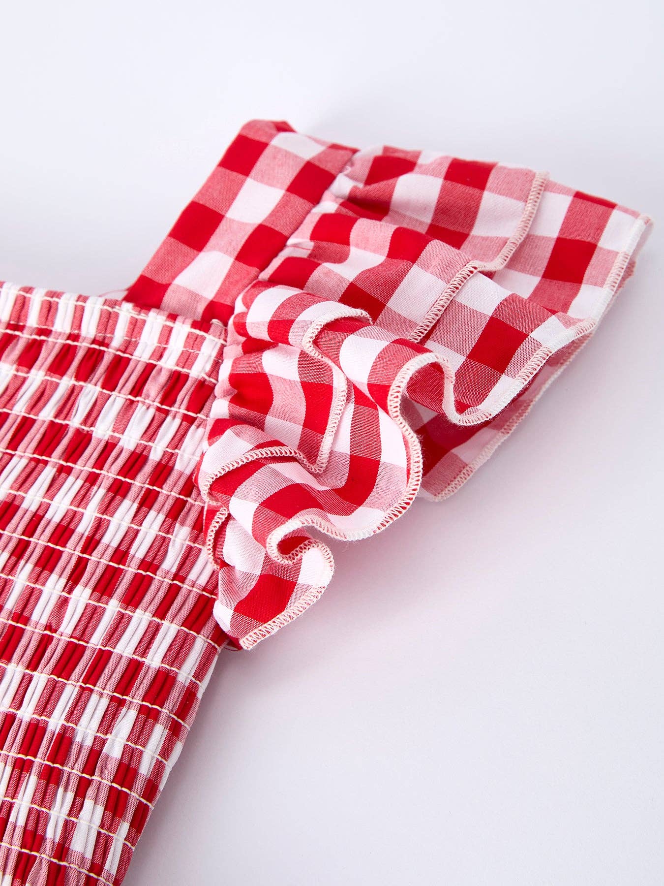 Red Checked Smocked Dress
