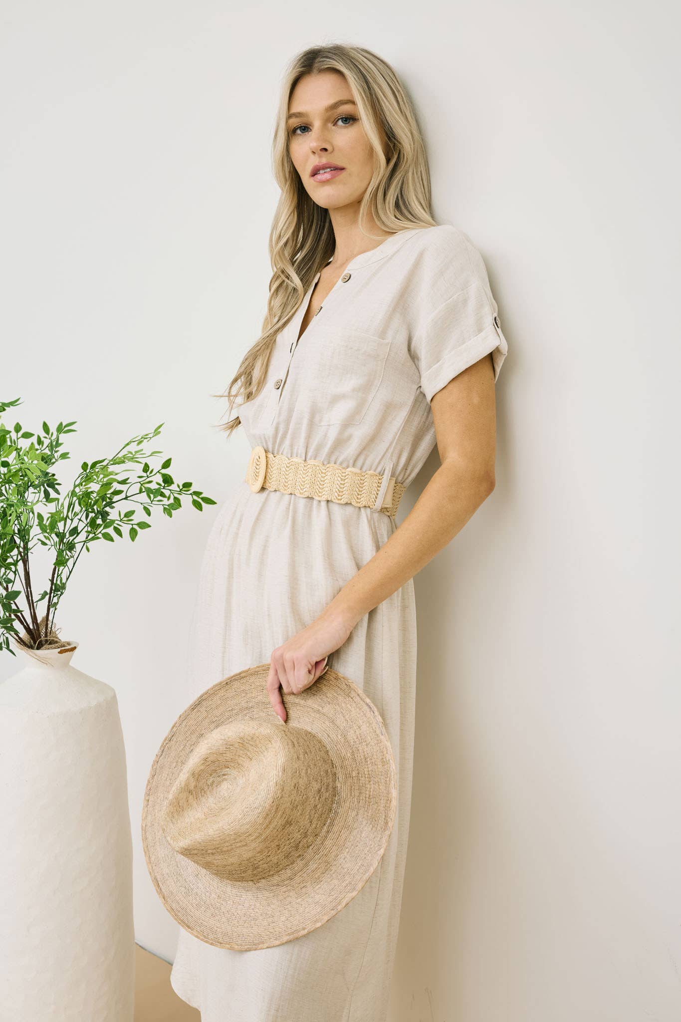 BELTED MIDI SHIRT DRESS
