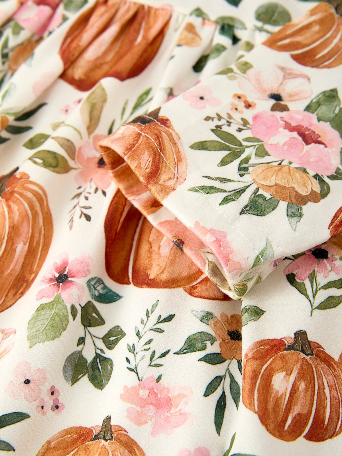 Pumpkin Floral Long Sleeve Dress