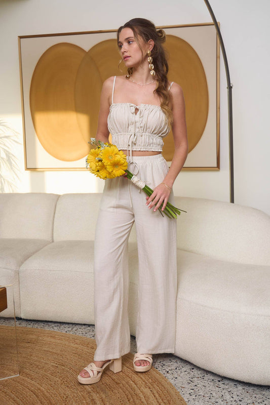 CROP TOP & WIDE LEG PANT SET