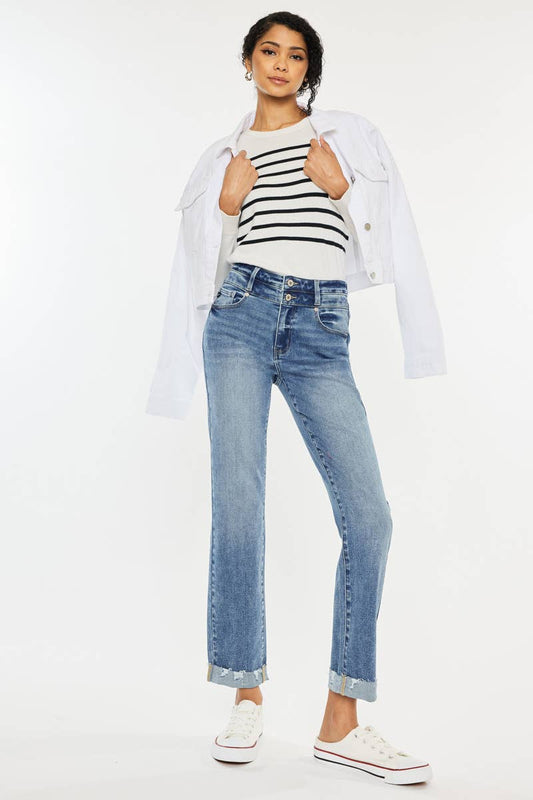 HIGH RISE SLIM STRAIGHT JEANS