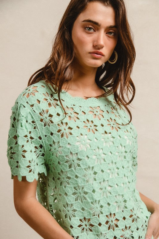 Mint Crochet Top