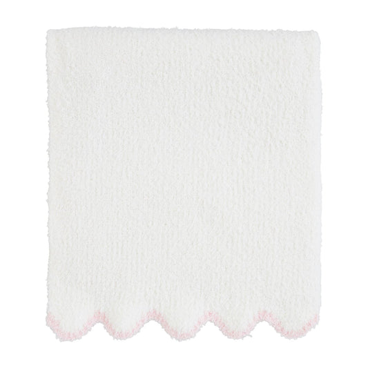 Pink Scalloped Chenille Blanket