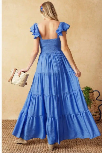Periwinkle Flutter Sleeve Dress