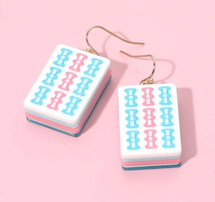 Mahjong Tile Drop Earrings