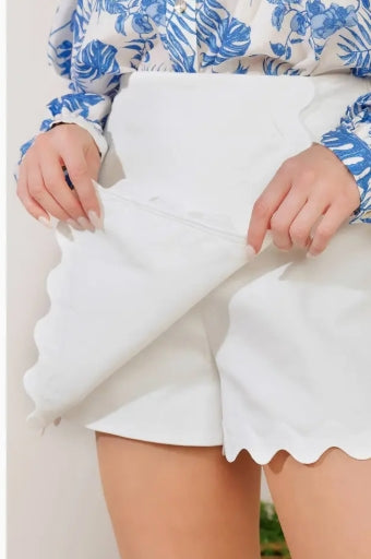 White Woven Skort