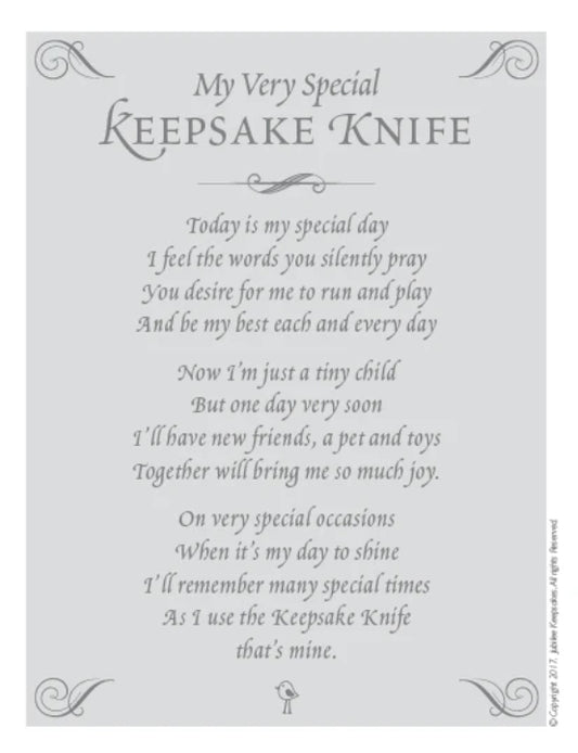 Keepsake Knife-White w/Cross