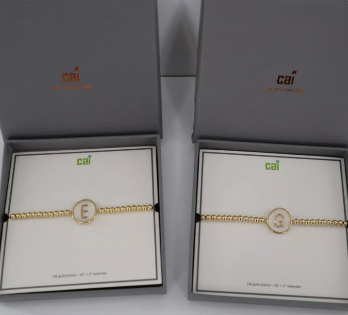 Clear Disk Initial Bracelet