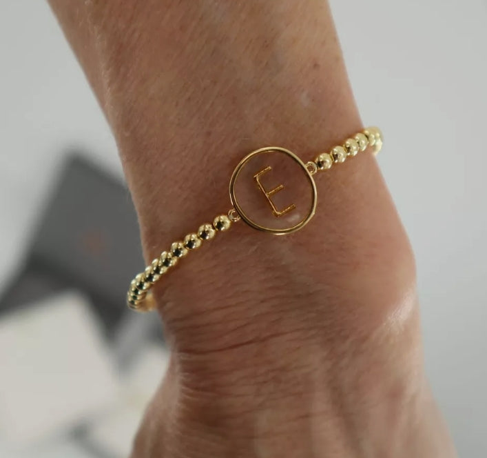 Clear Disk Initial Bracelet