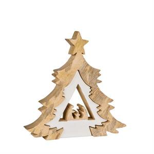 Wood Nativity in Tree