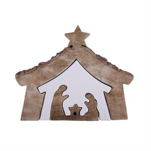 Mango Wood Whit Nativity Set large