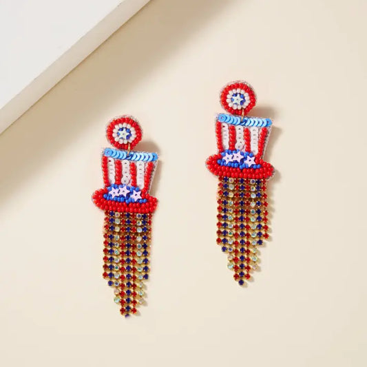 Usa celebration hat earrings