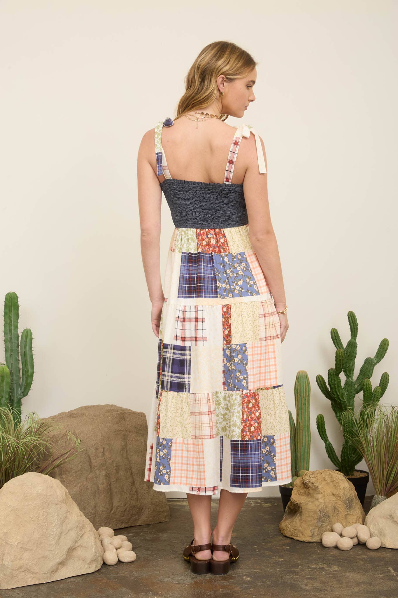 DENIM PATCHWORK MAXI DRESS