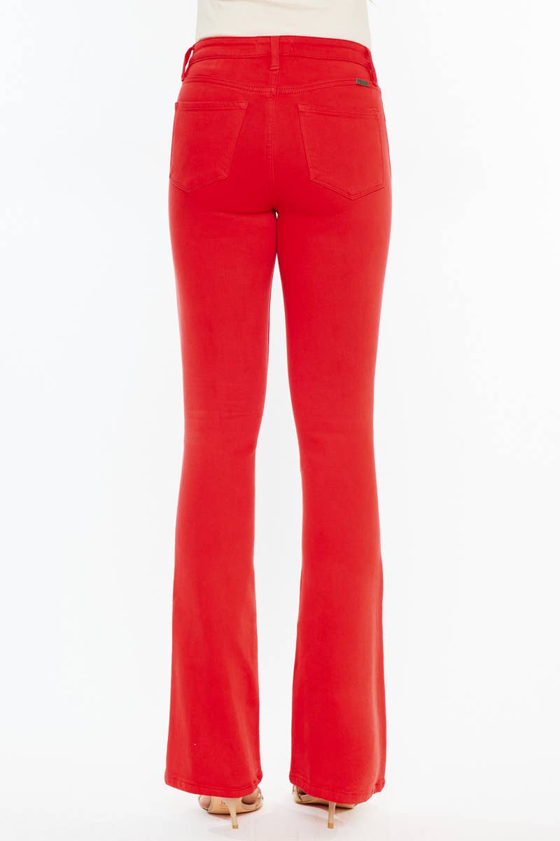 RED HIGH RISE BOOTCUT JEANS