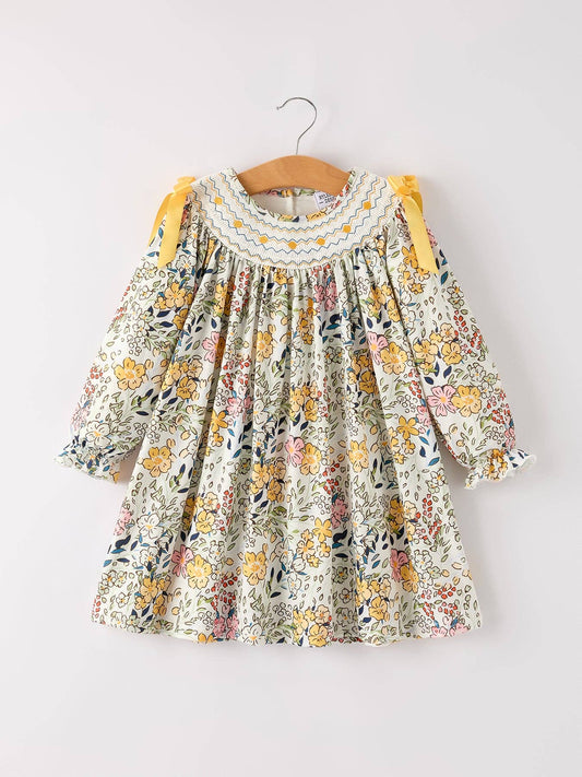 Fall Floral Smocked Dress