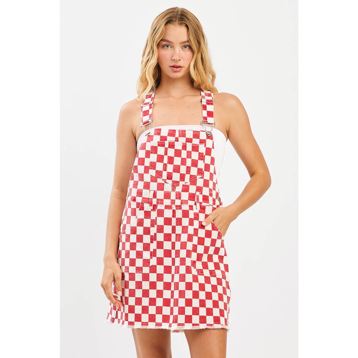 CHECKERED OVERALL DRESS