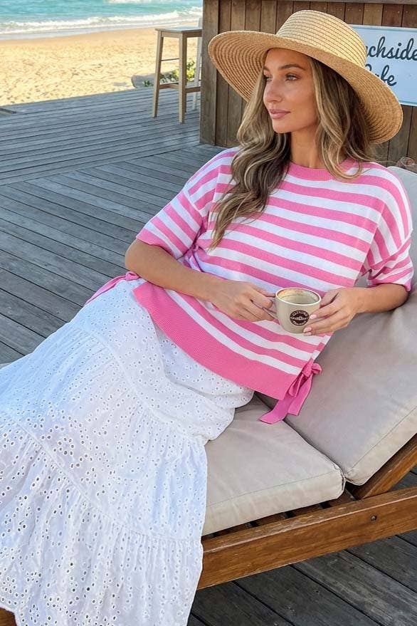 Striped Side Bow Sweater