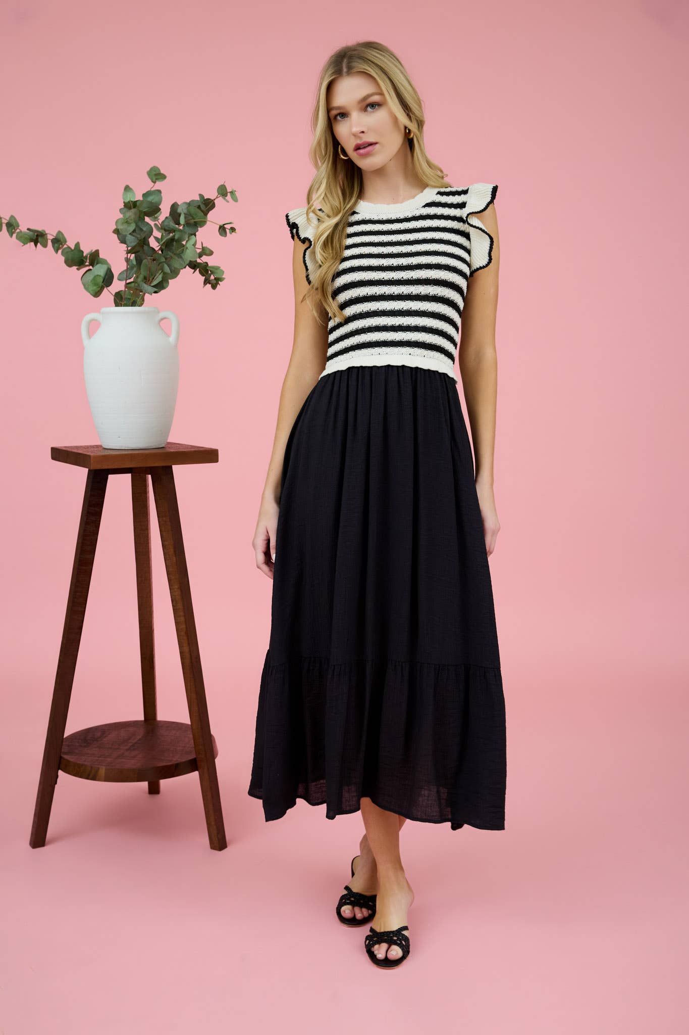 STRIPE TOP MIDI DRESS