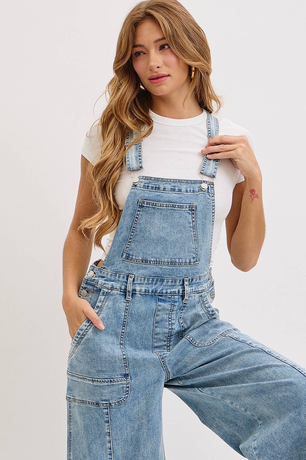 WIDE-LEG DENIM OVERALLS