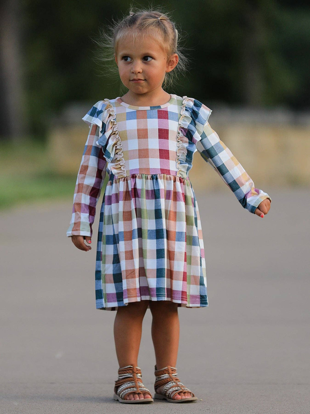 Plaid Long Sleeve Dress