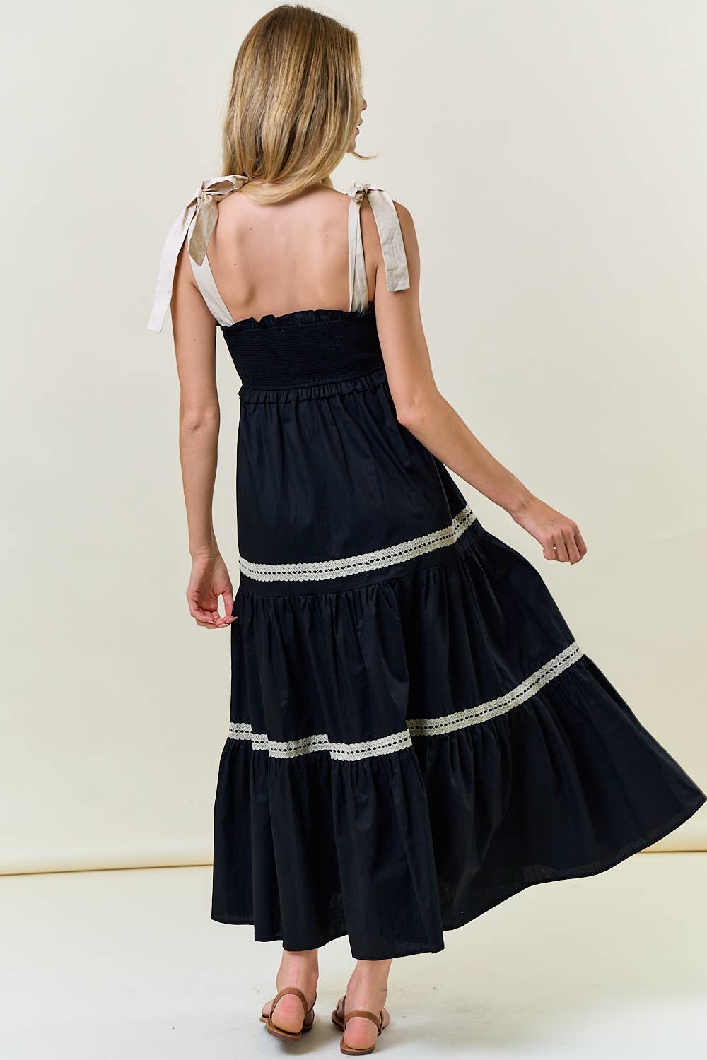 SMOCKED TIE STRAP MAXI