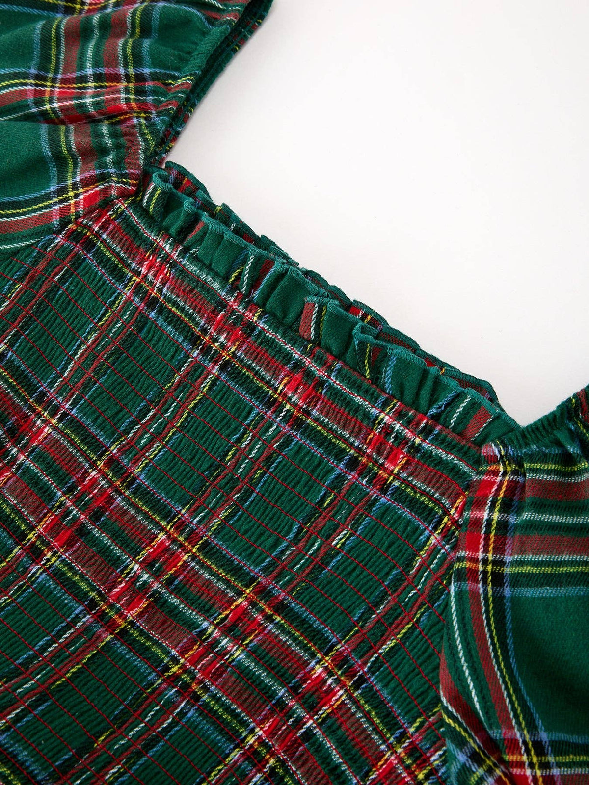 Girls Christmas Green Plaid Dress