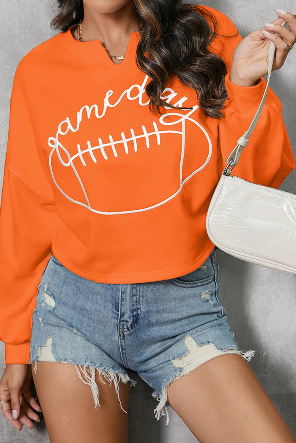 LDC Game Day Lettering Rugby Notched Neck Sweatshirt