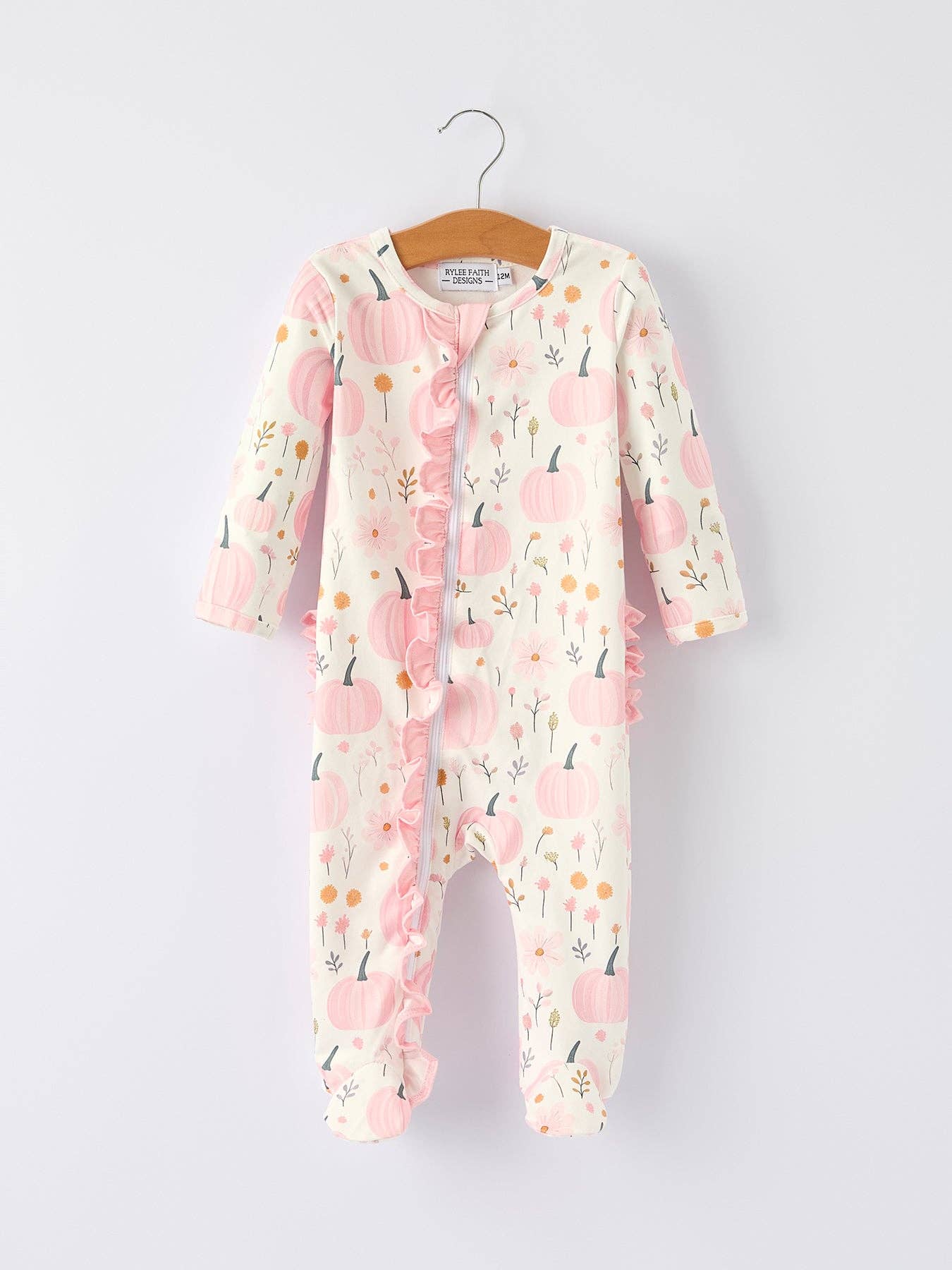 Pumpkin Floral Baby Romper