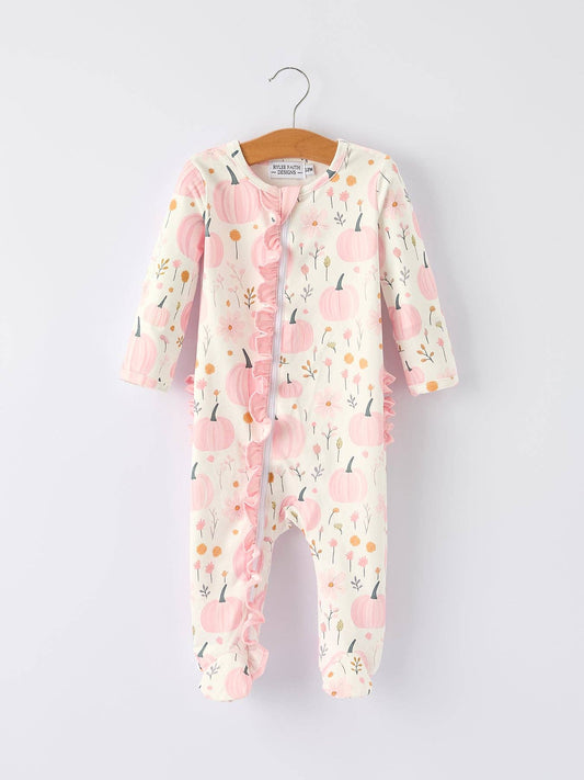 Pumpkin Floral Baby Romper
