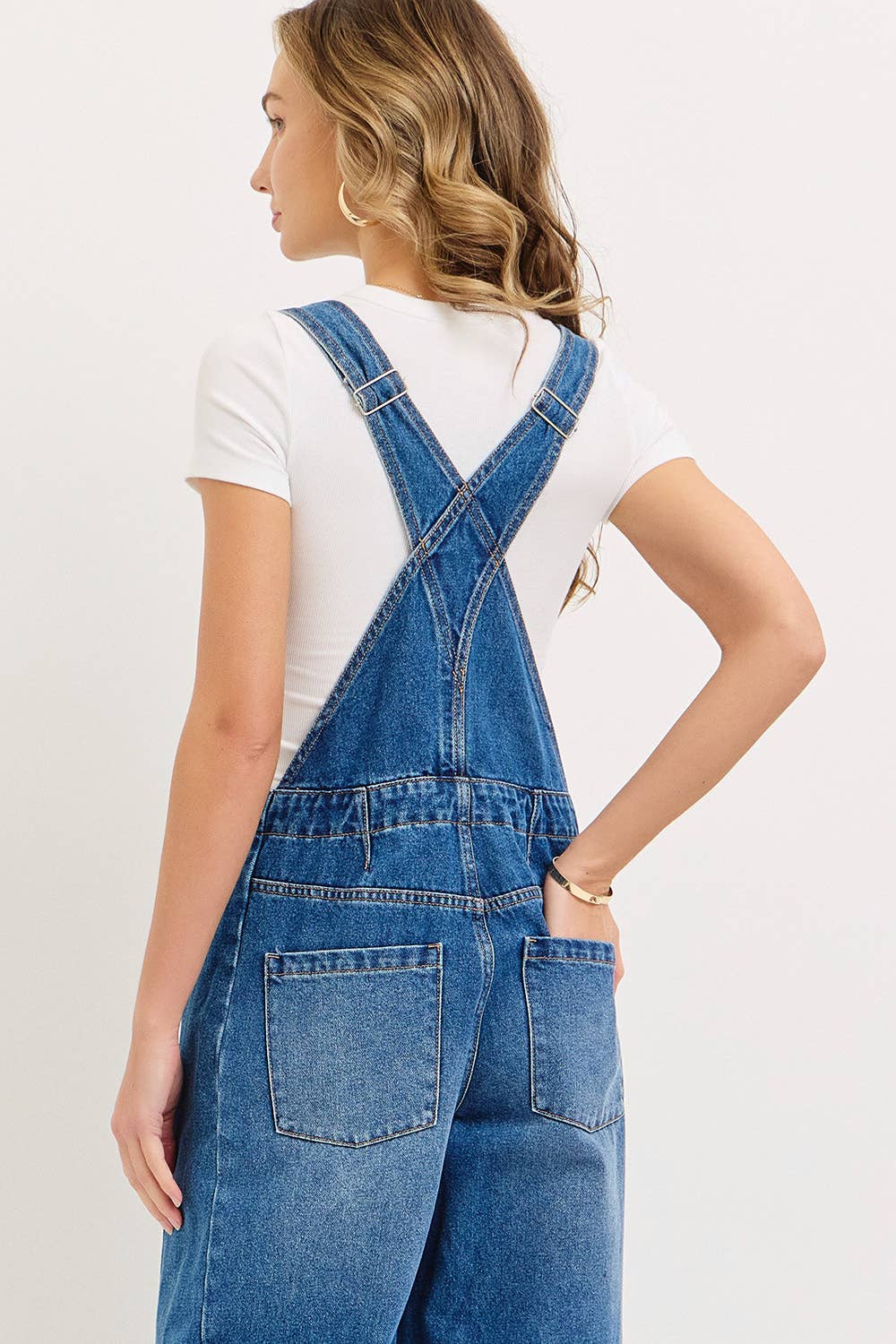 DENIM WIDE-LEG OVERALLS