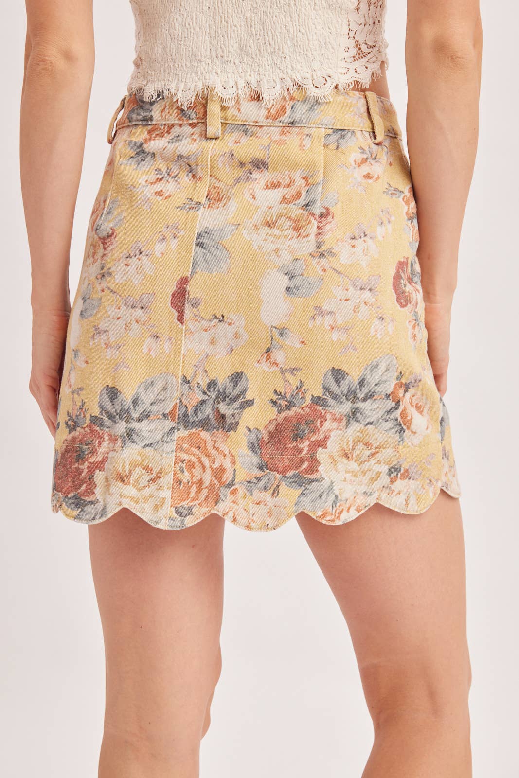 VINTAGE FLORAL SCALLOPED SKIRT