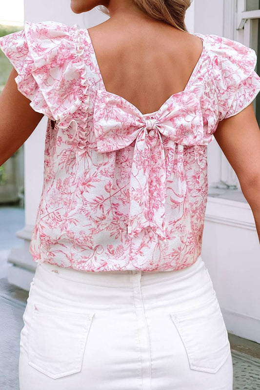 Ruffled Bow Back Blouse
