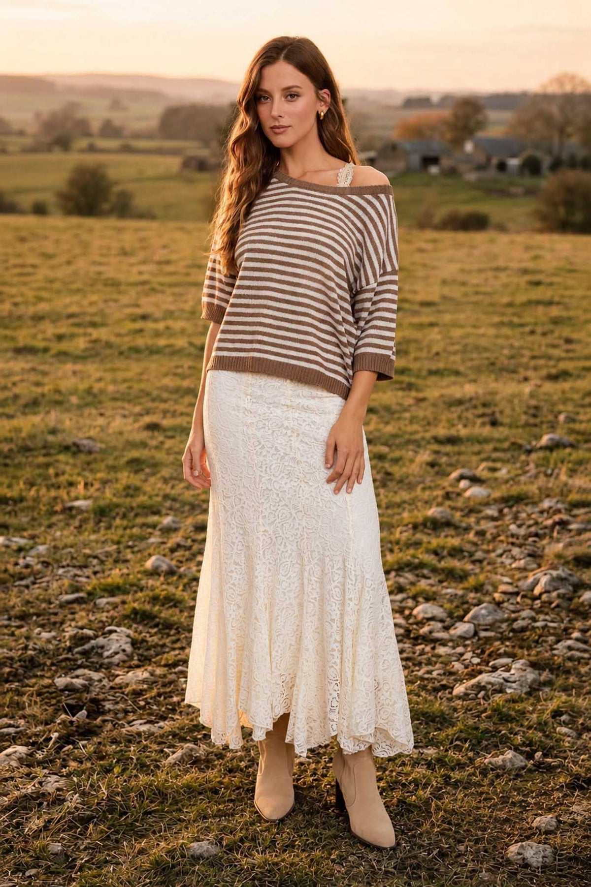 STRIPE SHORT SLEEVE SWEATER