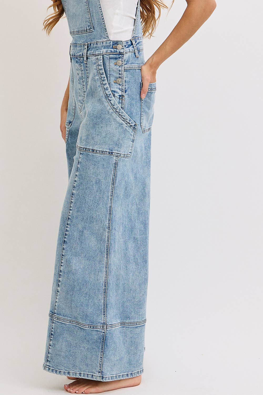 WIDE-LEG DENIM OVERALLS