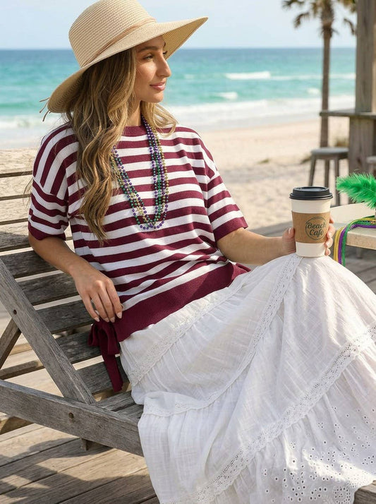 Striped Side Bow Sweater