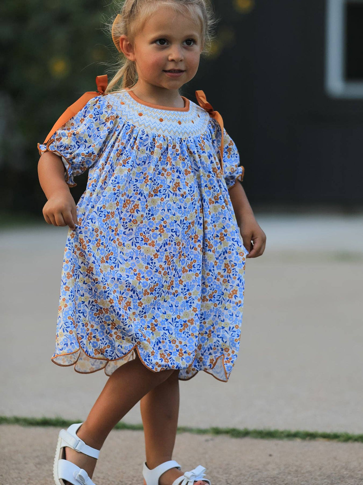 Fall Floral Smocked Dress