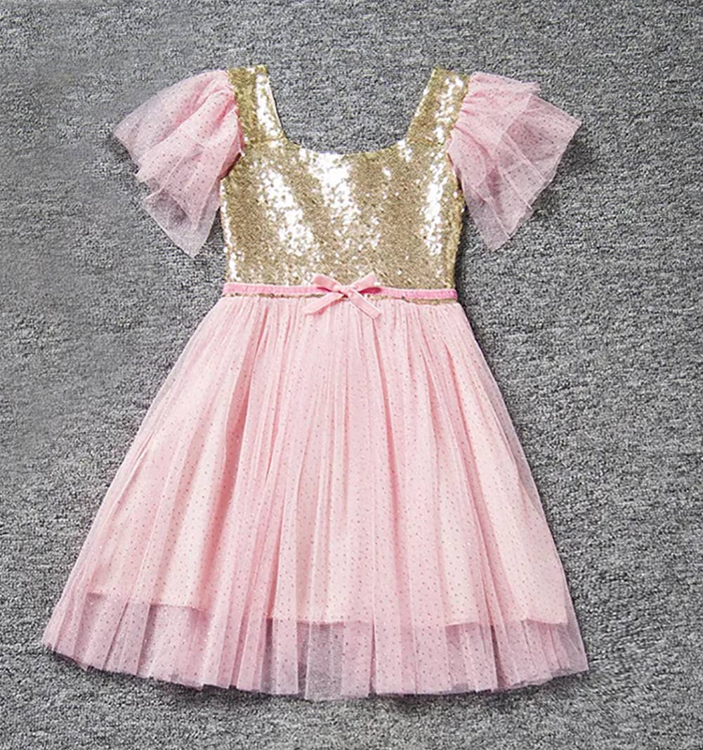 Gold Sequin Pink Dress