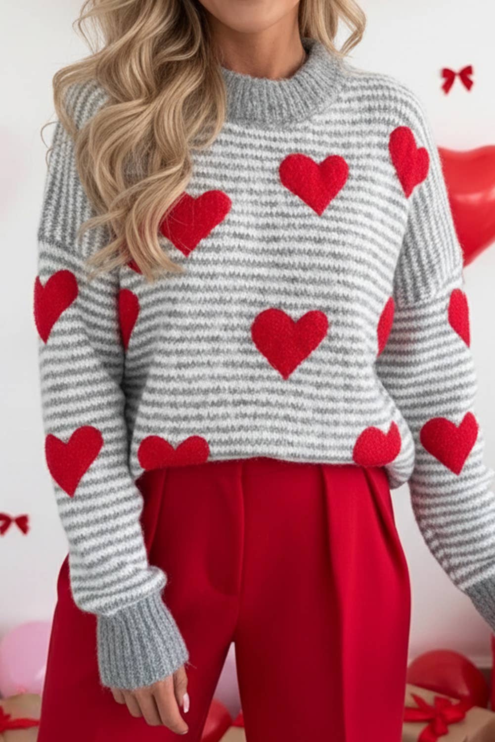 Striped Heart Sweater