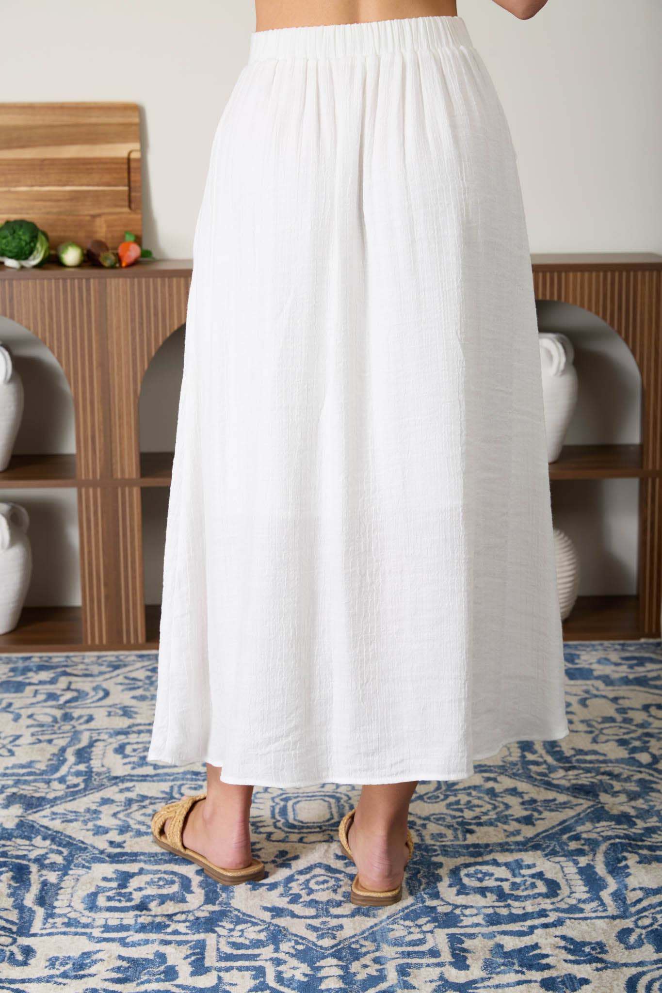 BUTTON DOWN MIDI SKIRT