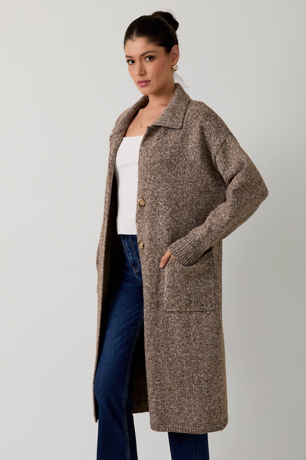 COLLARED MAXI SWEATER CARDIGAN