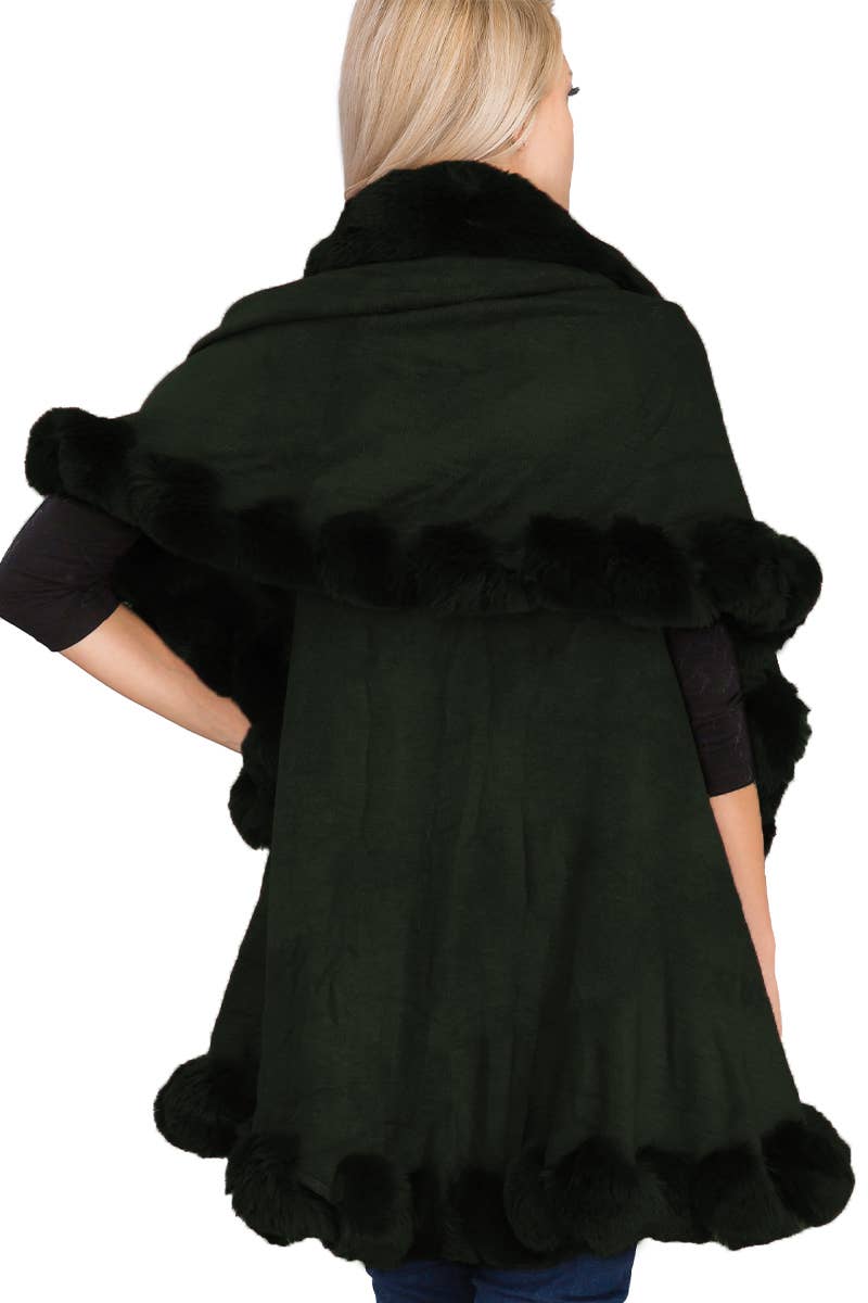 Bubble Fur Cape Poncho