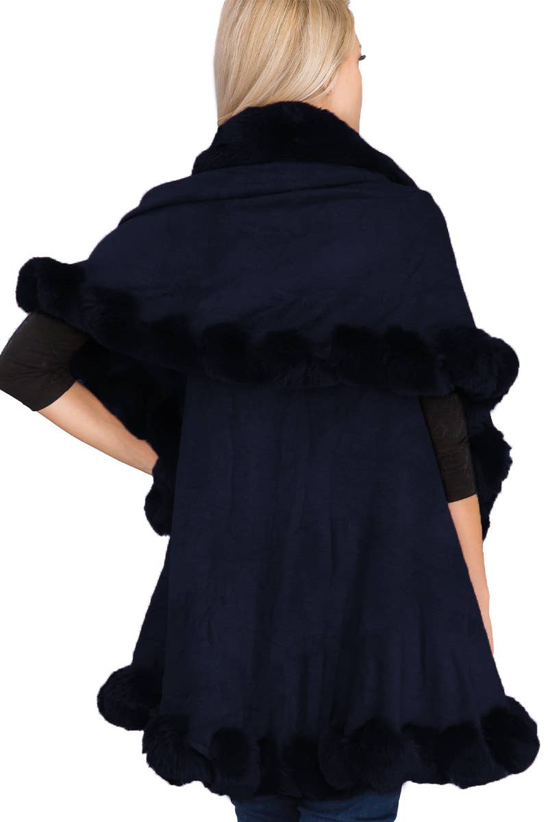Bubble Fur Cape Poncho