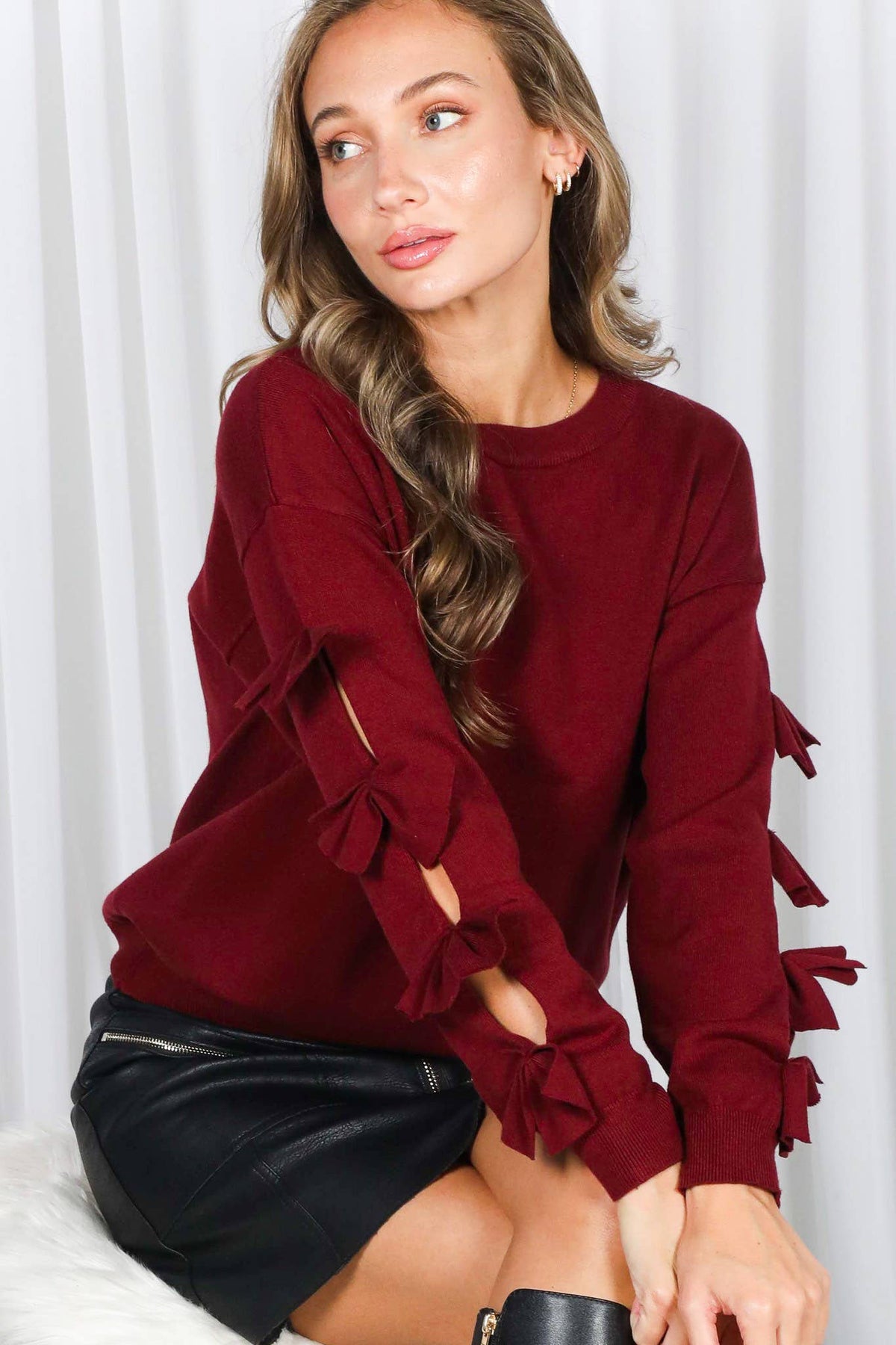 Orange Bow Sleeve Sweater