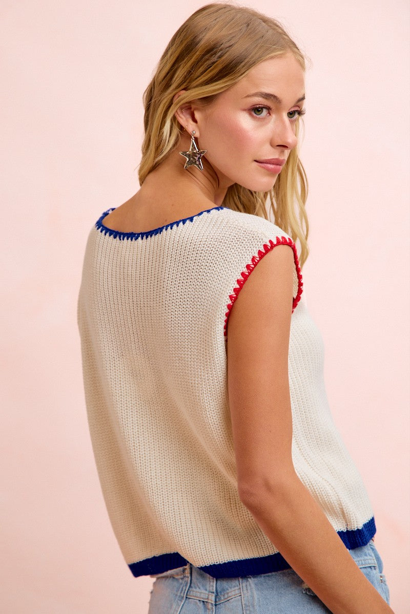 Sleeveless Flag Sweater Top