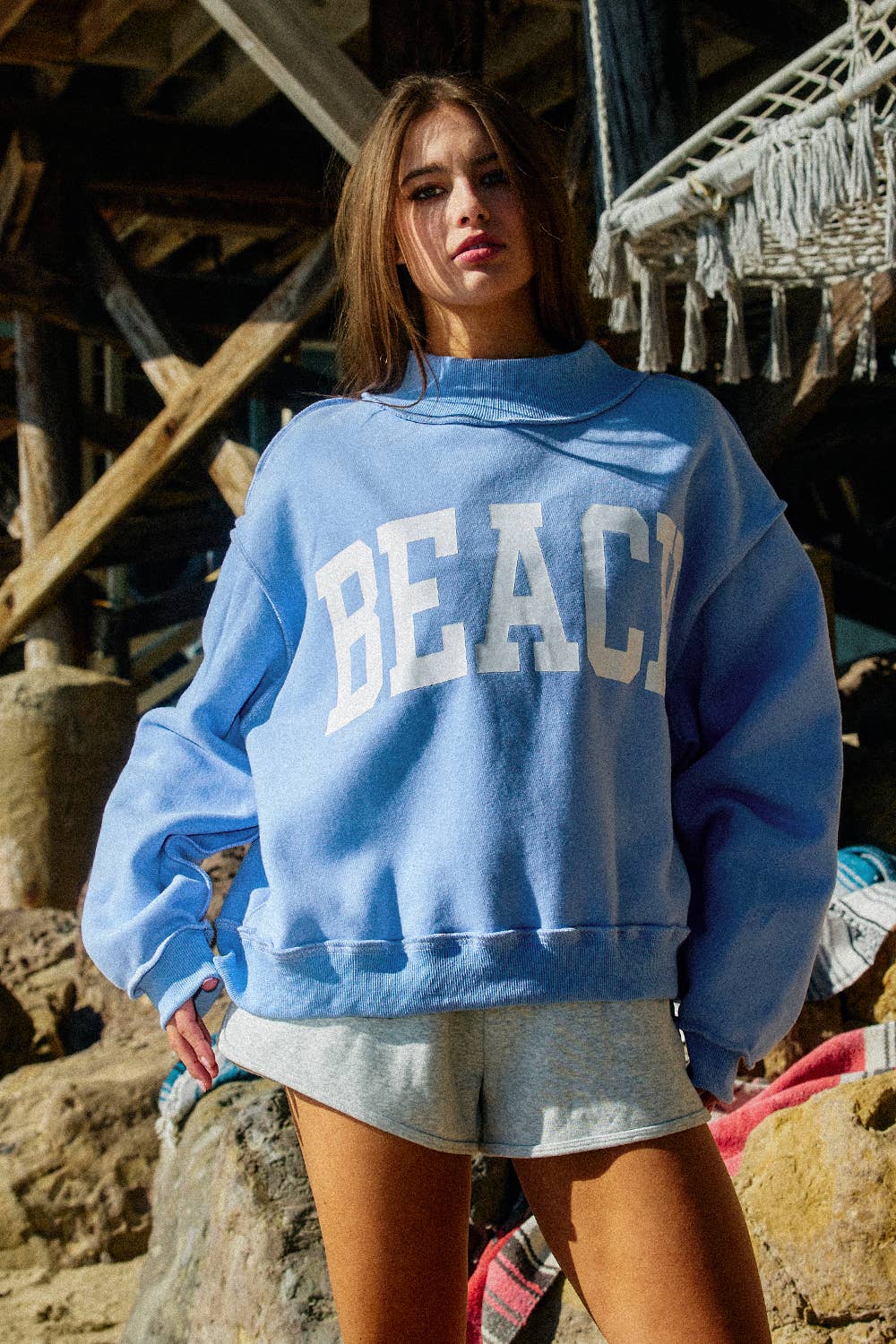 BEACH/LAKE Rvrsble Mockneck