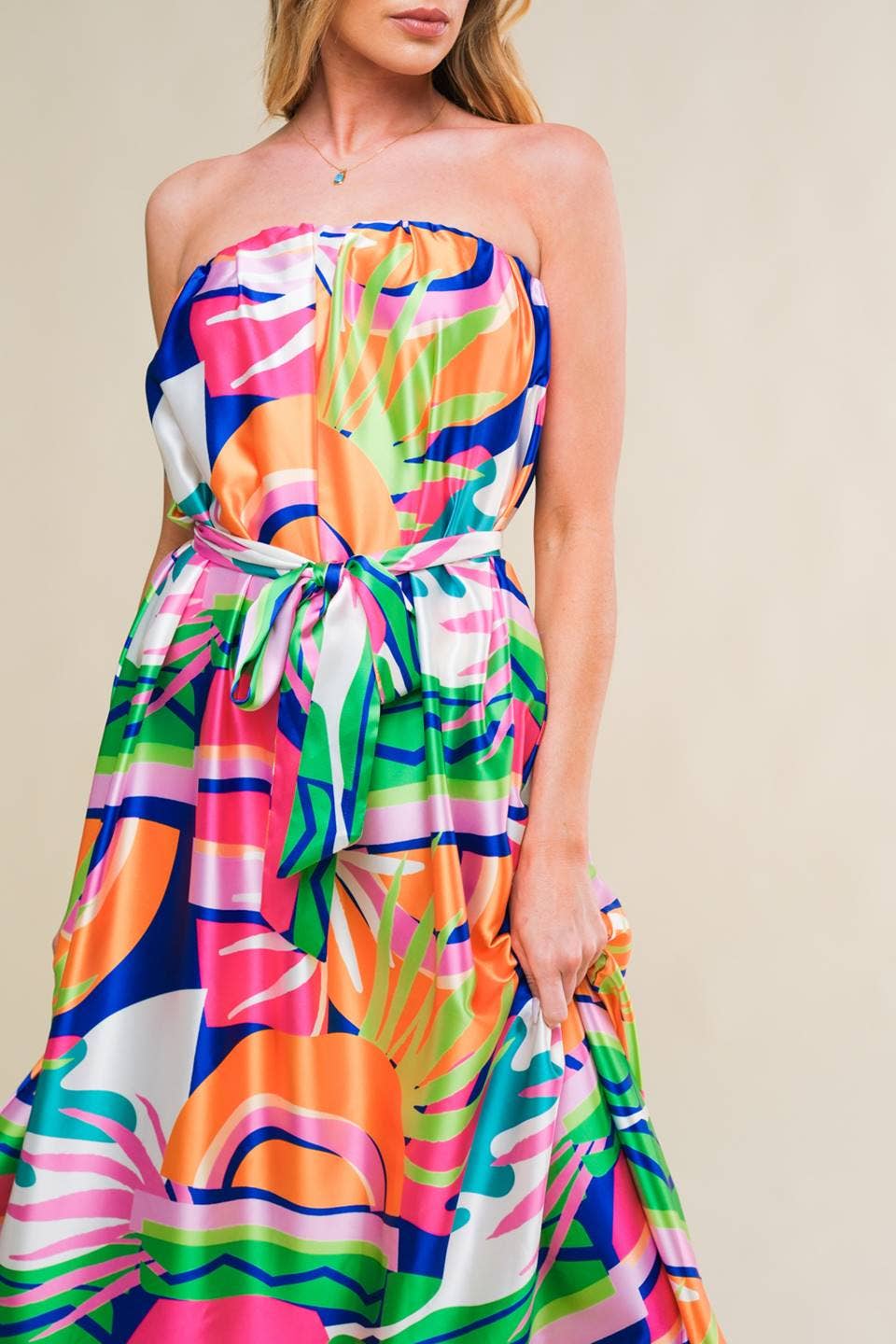 Strapless Printed Dress