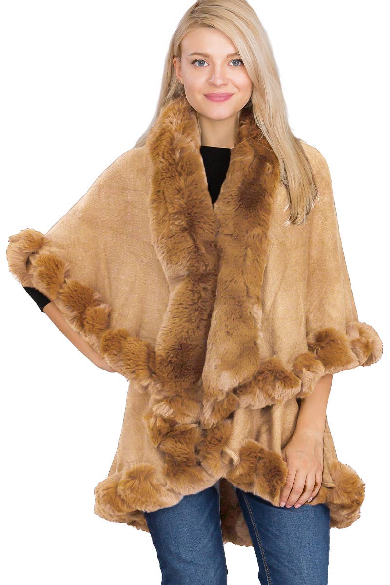 Bubble Fur Cape Poncho