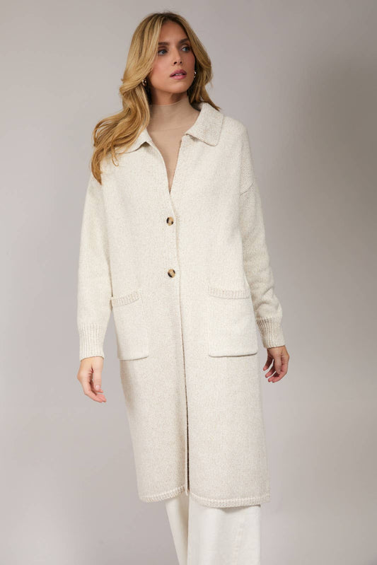 COLLARED MAXI SWEATER CARDIGAN