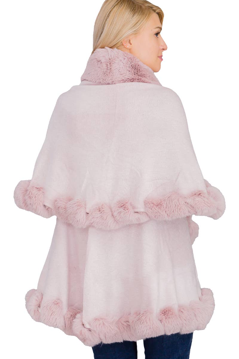 Bubble Fur Cape Poncho