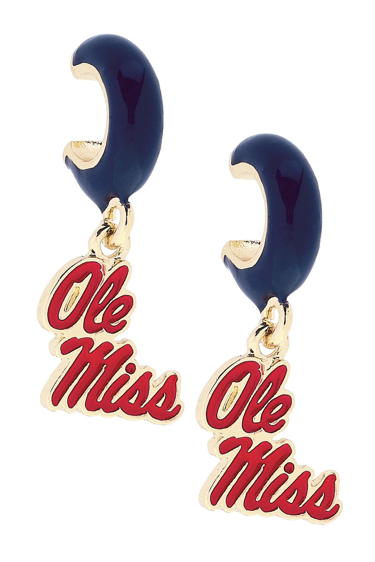 Ole Miss Logo Huggie Earrings
